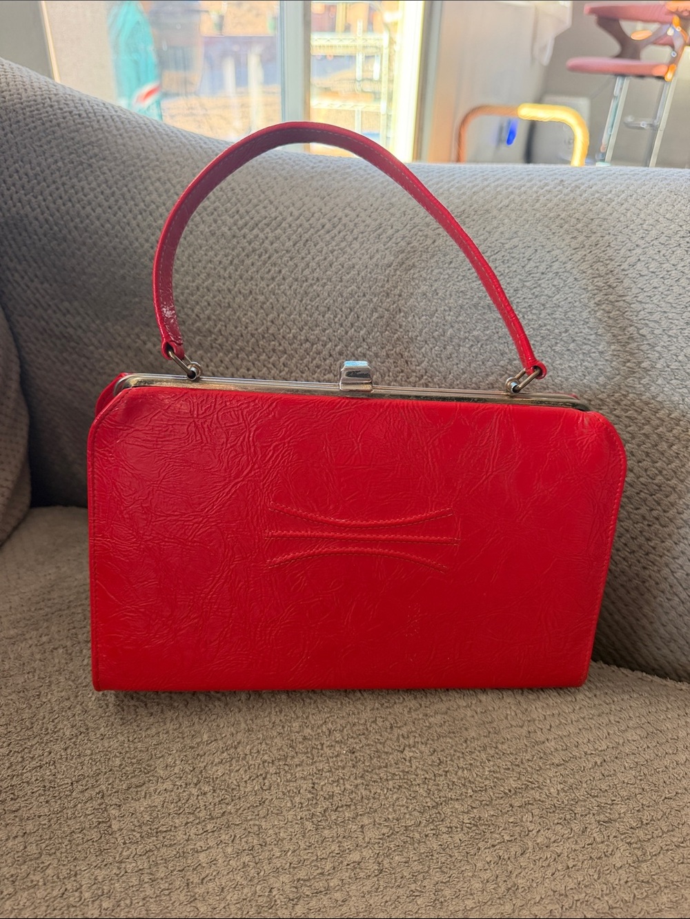 Red Structured Top-Handle Women's Bag